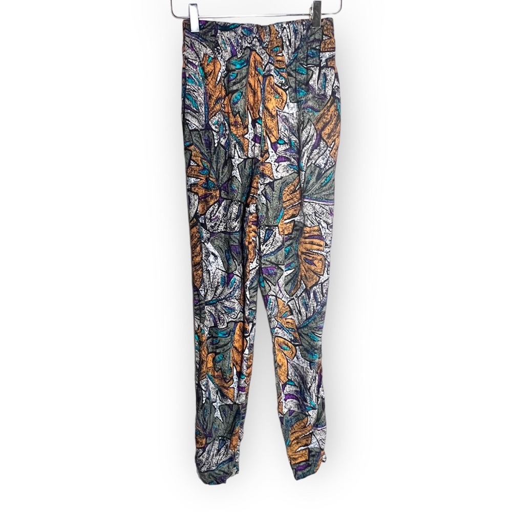 Vintage MIRRORS Leaf Print Multicolor Pants M